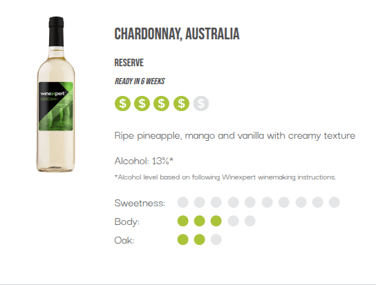 WineXpert Reserve Wine making kit Australian Chardonnay 10L (MAKES 23L) image 2