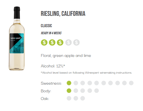 WineXpert Classic Wine making Kit California Riesling 8L (makes 23L) image 2
