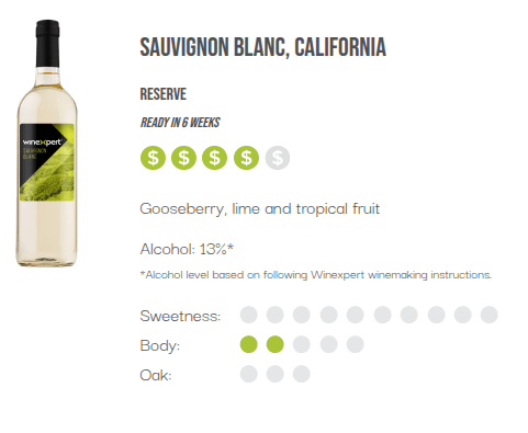 WineXpert Reserve Wine making kit California Sauvignon Blanc 10L (MAKES 23L) image 2
