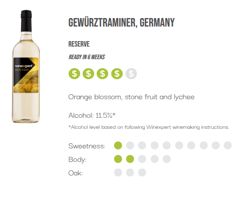WineXpert Reserve Wine making kit German Gewurztraminer 10L (MAKES 23L) image 2
