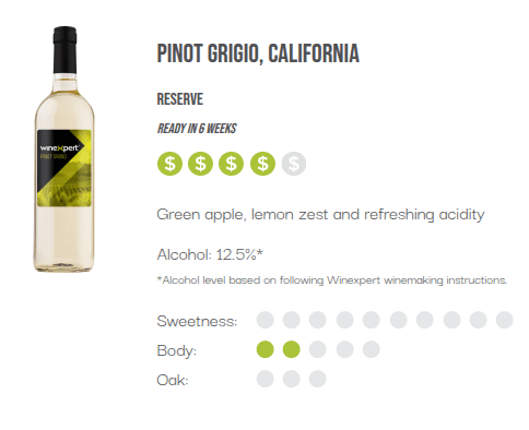 WineXpert Reserve Wine making kit California Pinot Grigio 10L (MAKES 23L) image 2