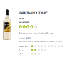 WineXpert Reserve Wine making kit German Gewurztraminer 10L (MAKES 23L)