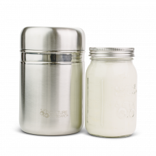 Country Trading Yoghurt Maker - Stainless Steel + Glass Jar + Recipe Book