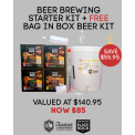 Beer Brewing Starter Kit + Black Rock Bag in Box Crafted Beer Kit 